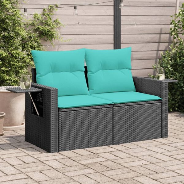 vidaXL Garden Sofa Black, Blue