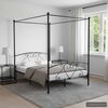vidaXL Bed Frame Black Metal 55 x 79 in Bed Frame Rectangular