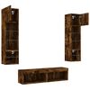 vidaXL 6 Piece TV Wall Units with LED Smoked Oak Engineered Wood