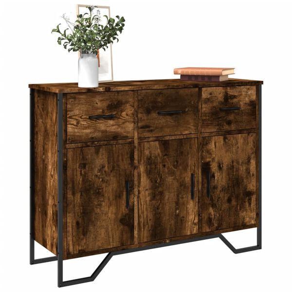 vidaXL Sideboard Smoked oak Engineered wood, metal Medium Sideboard