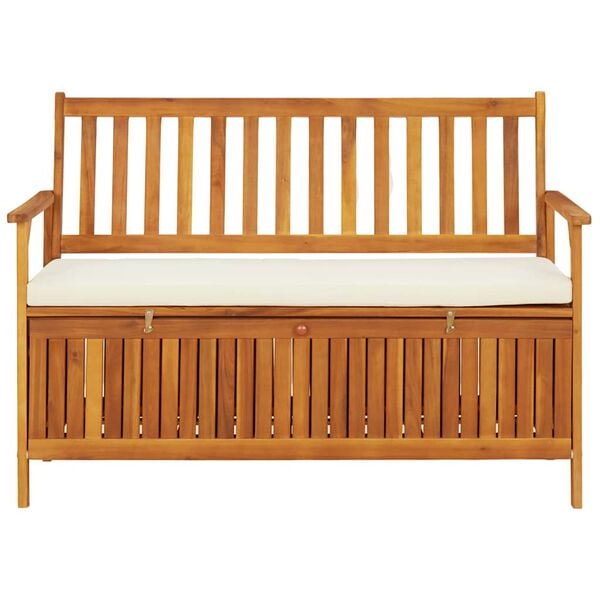vidaXL Storage Bench Natural wood Solid acacia wood with a polyester cushion