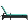 vidaXL Sun Lounger Black PE rattan Standard Adjustable Armrests
