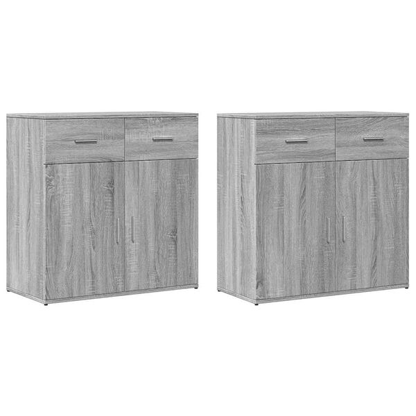 vidaXL Sideboards 2 pcs Gray Sonoma 31.1"x15"x31.5" Engineered Wood