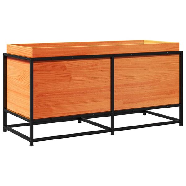 vidaXL Garden Planter Wax Brown Solid Pine Wood, Steel