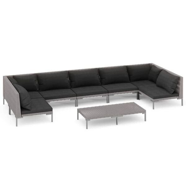 vidaXL Garden Lounge Set Dark Grey Powder-coated steel Large