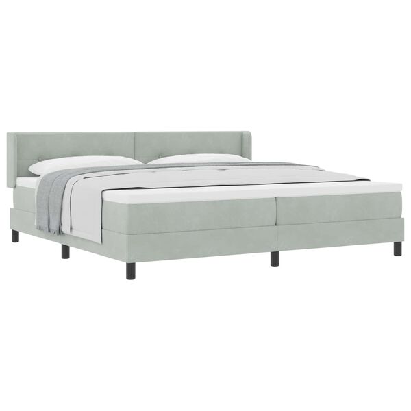 vidaXL Box Spring Bed Light Grey 78.74 x 78.74 in Polyester