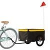 vidaXL Bike Trailer Black and Yellow 99.2 lb Iron