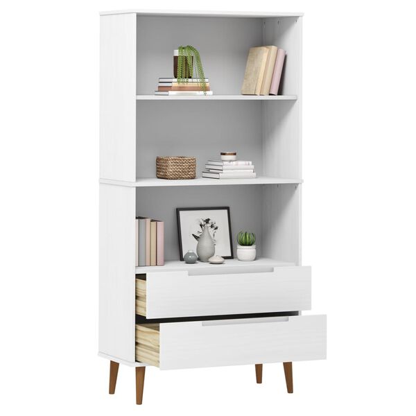 vidaXL Bookcase White Solid pine wood, engineered wood Medium Bookcase