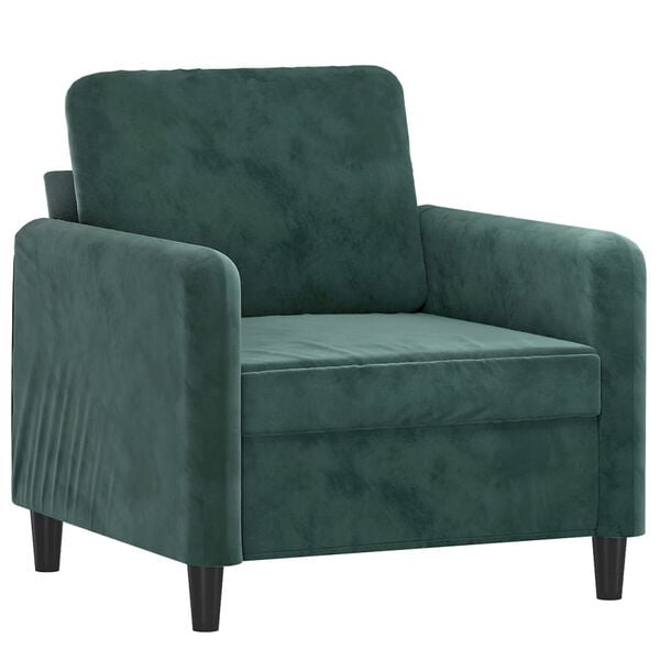 vidaXL Sofa Chair Dark Green Velvet (100% polyester), metal, foam Single