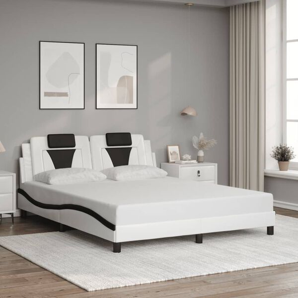 vidaXL Bed Frame "Viana" with LED without Mattress White and Black 63"x78.7"