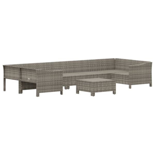 vidaXL Garden Lounge Set Gray PE rattan, Powder-coated steel Large