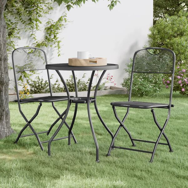 vidaXL Folding Garden Chair Set of 2 Anthracite