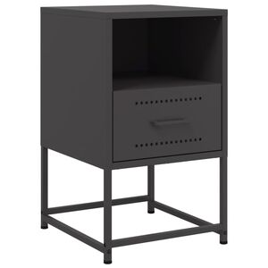 vidaXL Bedside Cabinet Black Steel Medium Bedside Cabinet Rectangular
