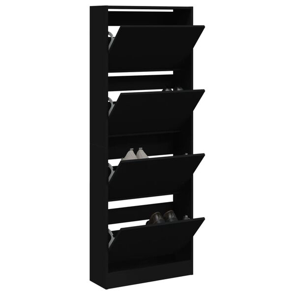 vidaXL Shoe Cabinet Black Engineered wood Slim Shoe Cabinet