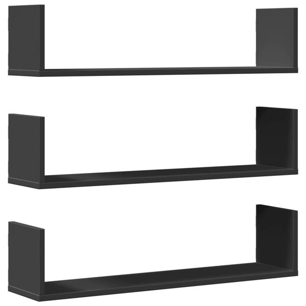 vidaXL Wall Shelf Black Engineered wood 31.5 x 7.1 x 7.1 in