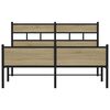 vidaXL Bed Frame Sonoma Oak Steel, Engineered Wood Double