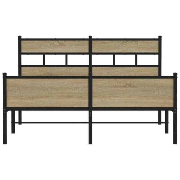 vidaXL Bed Frame Sonoma Oak Steel, Engineered Wood Double