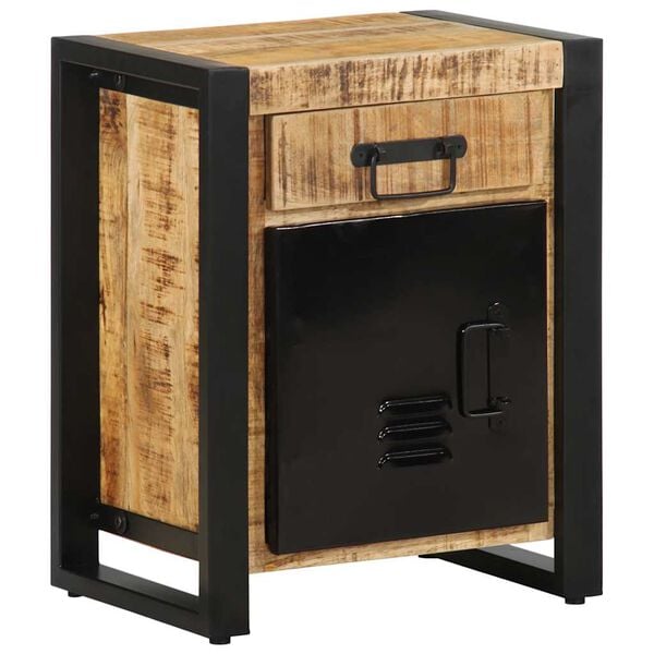 vidaXL Bedside Cabinet Rough Mango Wood Solid Mango Wood Medium