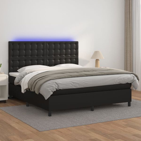 vidaXL Box Spring Bed Black, White