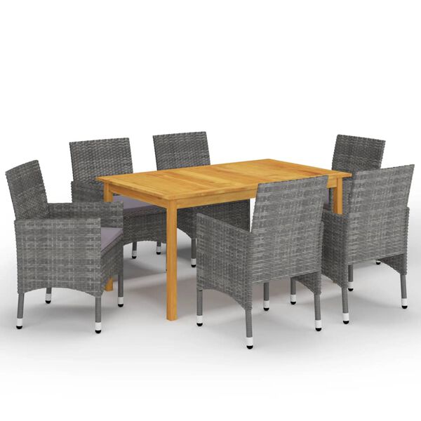 vidaXL Dining Set Grey Solid Acacia Wood Standard Garden Dining Set
