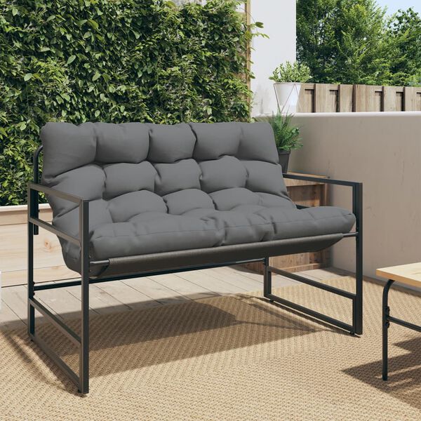 vidaXL Garden Bench Anthracite, Black Powder-coated steel, Textilene