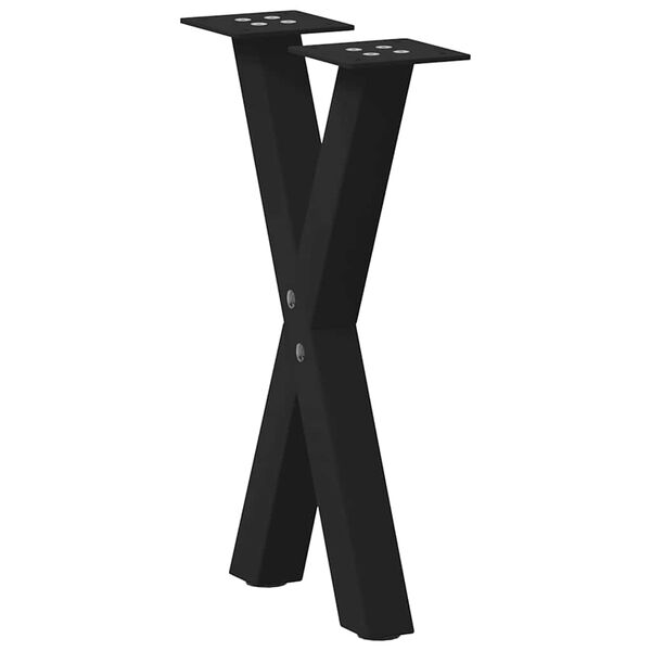 vidaXL Coffee Table Leg Set of 2 Black Powder-Coated Steel Standard