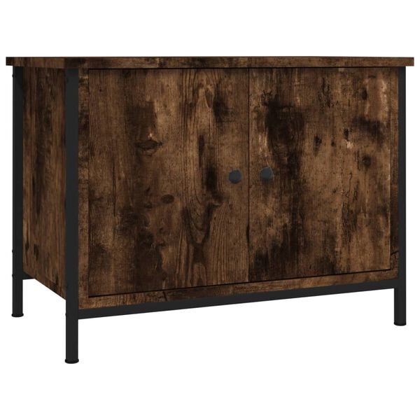 vidaXL TV Cabinet Smoked Oak Engineered Wood, Steel TV Cabinet
