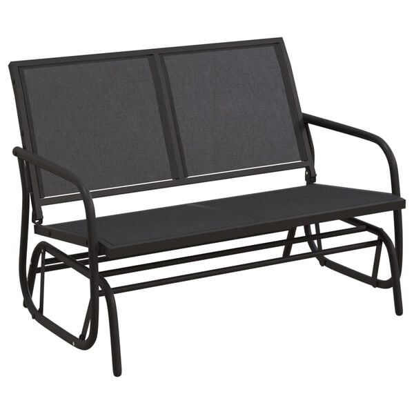 vidaXL Garden Glider Bench Black Textilene, Steel 47.4 in
