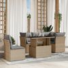 vidaXL Garden Sofa Set Beige PE rattan 6 Piece Set Modular