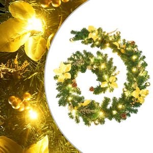 vidaXL Christmas Garland Green and Gold PVC 8.9 feet Christmas Garland
