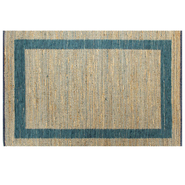 vidaXL Area Rug Blue, Natural Jute and Cotton 63 x 90.6 in Durable