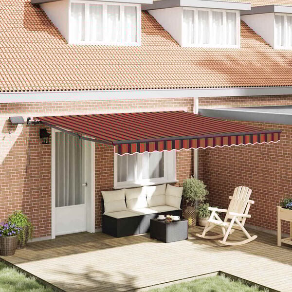 vidaXL Retractable Awning Orange and Brown 157.48" x 118.11" fabric