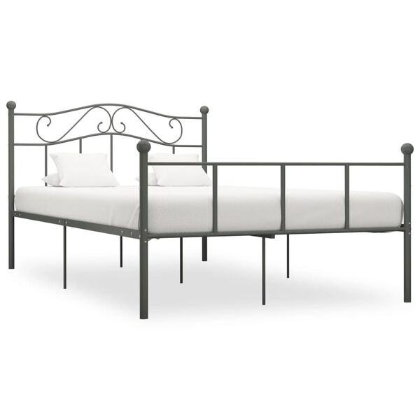 vidaXL Bed Frame Grey Metal 55.1 x 78.7 in Tough Bed Frame