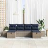 vidaXL Garden Sofa Set with Cushion 6 pcs Grey Poly Rattan