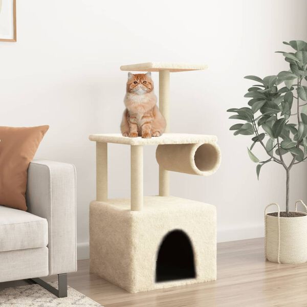 vidaXL Cat Tree Cream Engineered wood Medium Modern Cat Tree Other