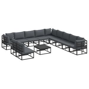 vidaXL Garden Sofa Set with Cushion 12 pcs Black Aluminium