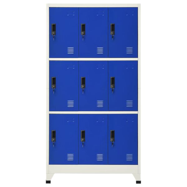 vidaXL Locker Cabinet Gray and Blue Steel Large Locker Cabinet