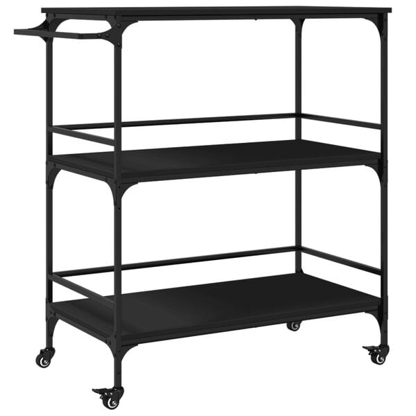 vidaXL Kitchen Trolley Black 39.6"x19.7"x41.3" Engineered Wood