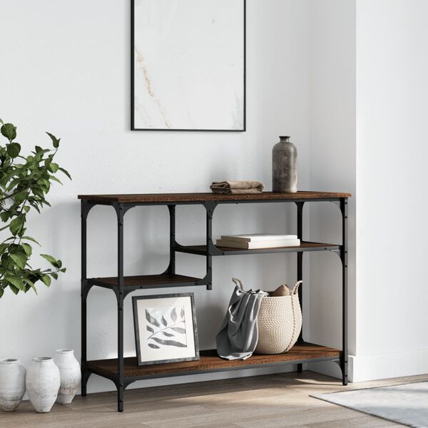 vidaXL Console Table Brown Oak Engineered wood, Metal