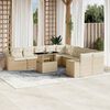vidaXL Garden Sofa Set Beige PE rattan, powder-coated steel, tempered glass
