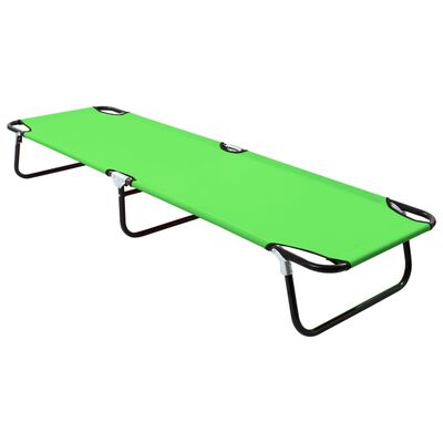 vidaXL Folding Sun Lounger Steel Green