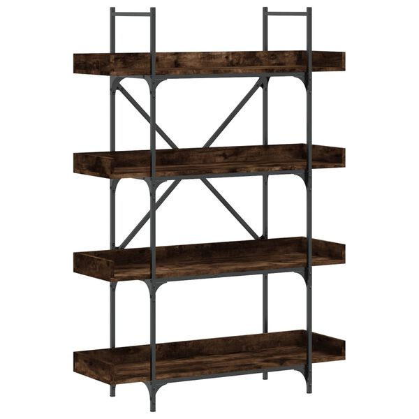 vidaXL Bookcase Smoked Oak Engineered Wood, Metal 39.4 x 13.0 x 57.3 in