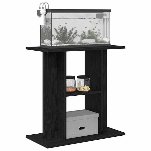 vidaXL Aquarium Stand Black Oak Engineered wood 23.6 in Aquarium Stand