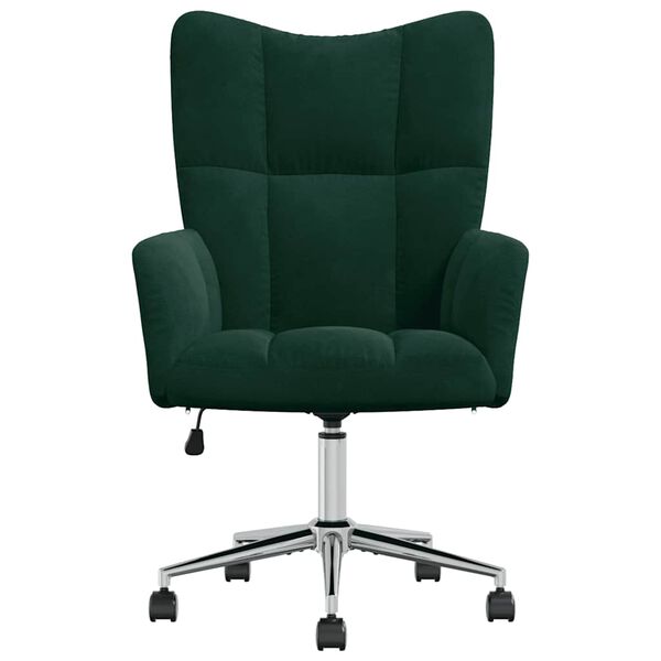 vidaXL Relaxing Chair Dark Green Velvet (100% Polyester), Steel, Foam
