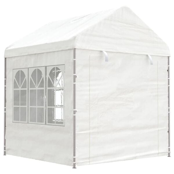 vidaXL Gazebo With Roof White Polyethylene (PE), Galvanized Steel Large