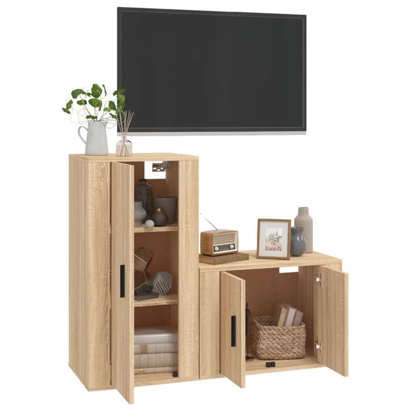 vidaXL TV Cabinet Set Set of 2 Sonoma Oak Engineered wood Medium