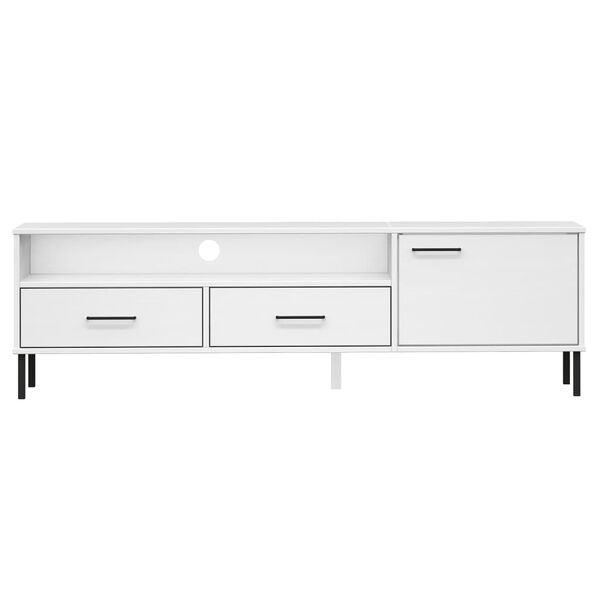 vidaXL TV Cabinet White Solid pine wood, metal