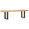 vidaXL Bench 63" Solid Rough Mango Wood and Steel
