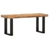 vidaXL Bench Brown and black Solid rough mango wood and steel 43.3 in