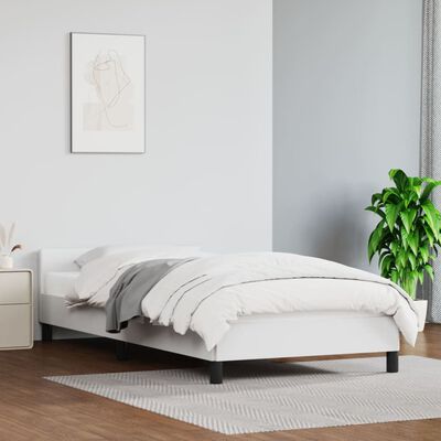 vidaXL Bed Frame with Headboard White 39.4"x79.9" Twin XL Faux Leather